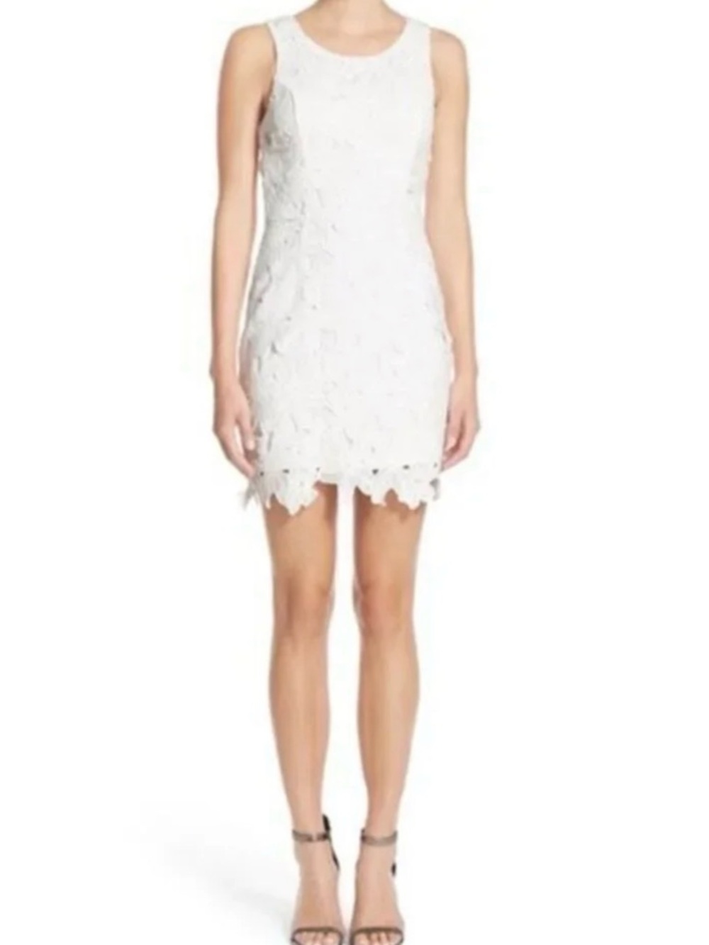 Astr White Lace Sleeveless Mini Dress